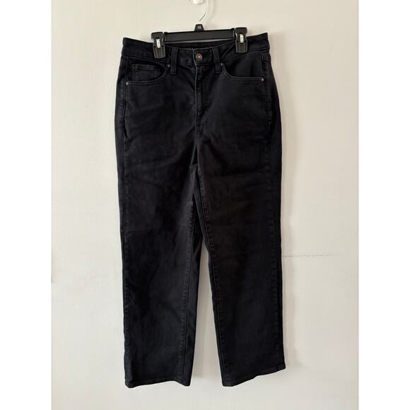 Chicos Womens High Rise Straight Leg Jeans Size 6 Black Denim - Picture 1 of 7
